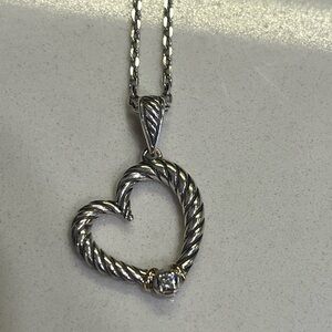Phillip Gavriel 18K Gold and Silver Diamond Heart Necklace